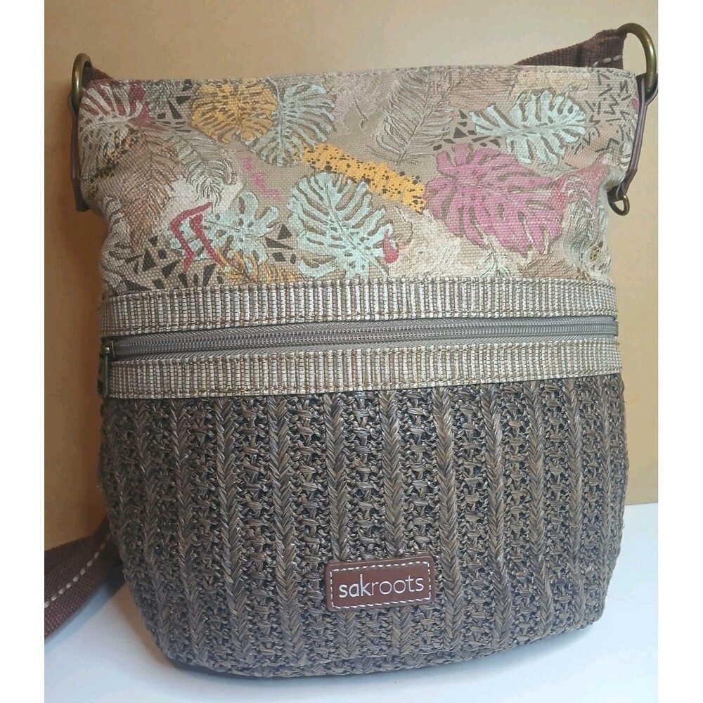 Sakroots Large Soft Bucket Artist Circle Jute /Cotton Tropical Print Boho EUC